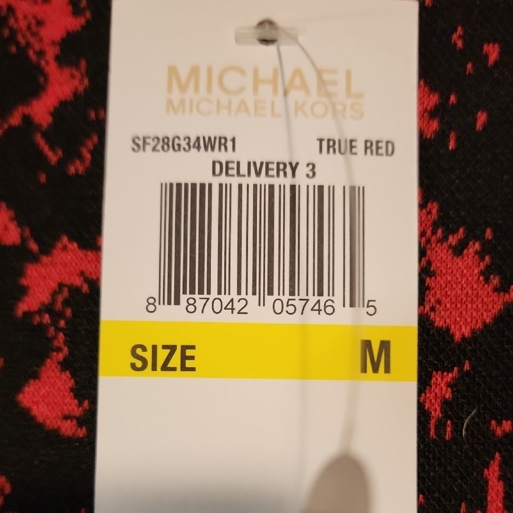Michael Kors NWT Vibrant Red and Black Long Sleeve SEXY Dress - Picture 2 of 6